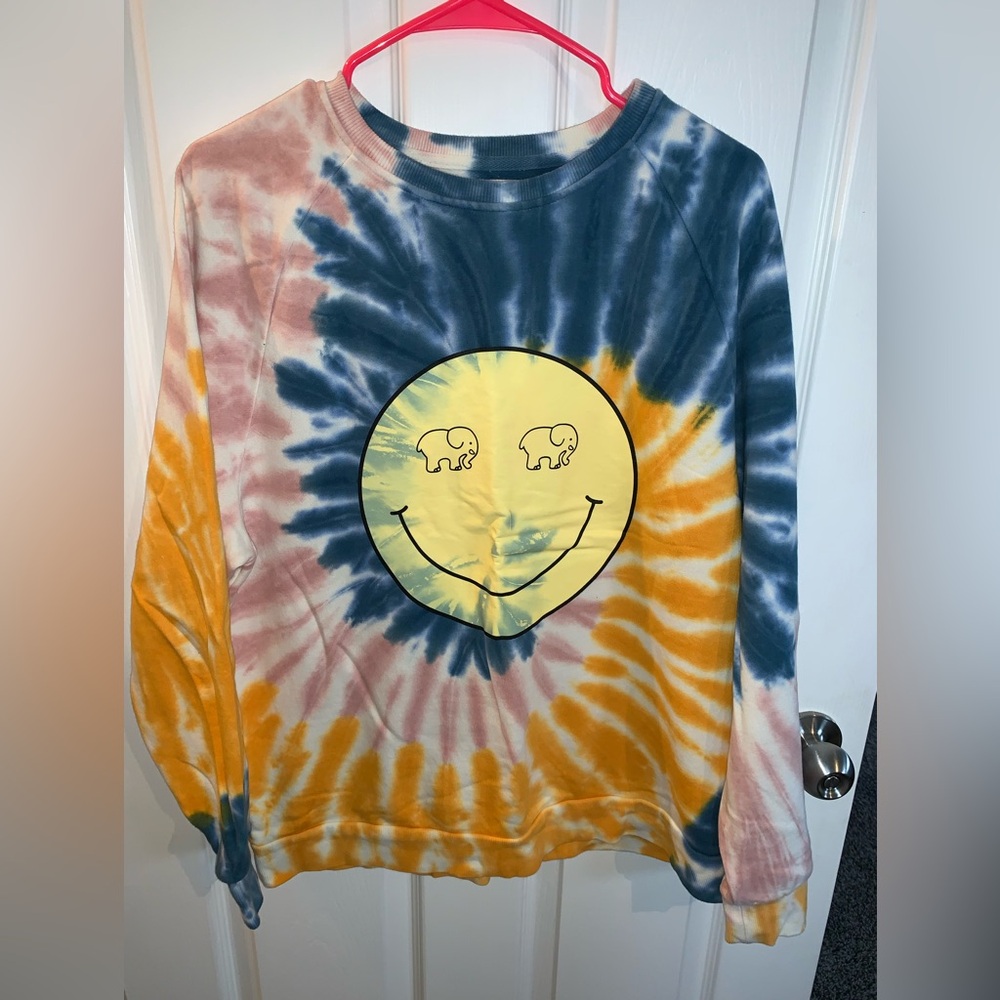 Limited Edition Ivory Ella Smiley Face Tie-Dye Sweatshirt